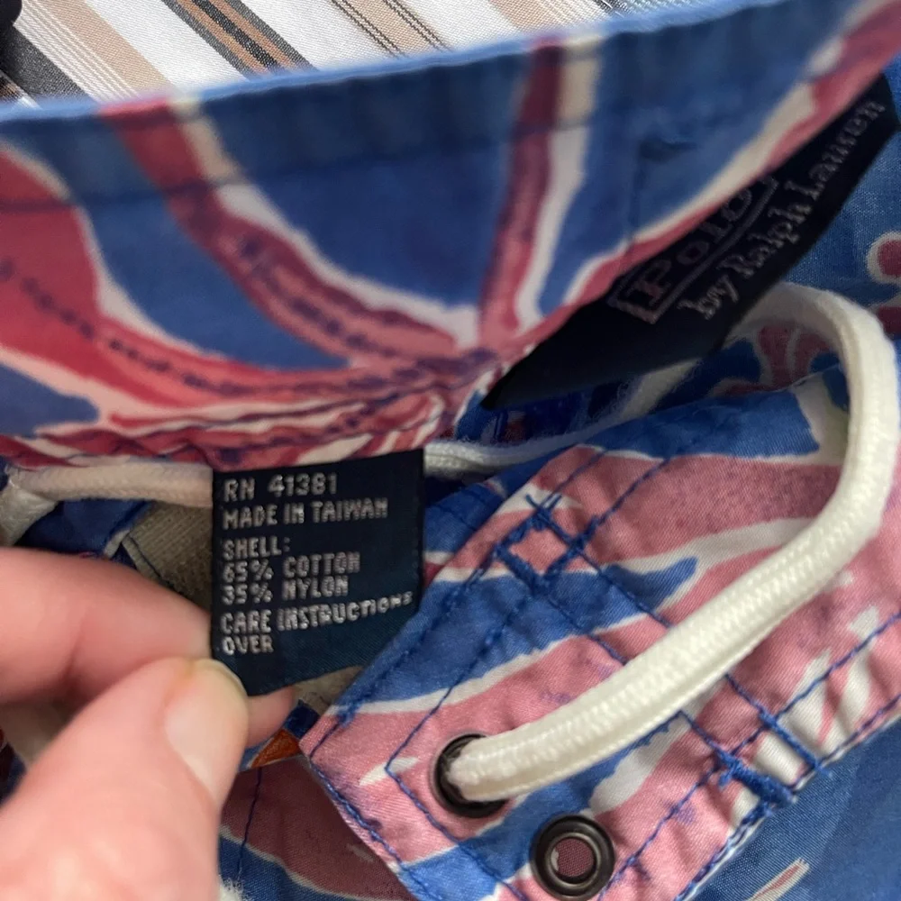 Polo Ralph Lauren Traveler Swim Trunks Tropical Palm Floral Blue Size 36